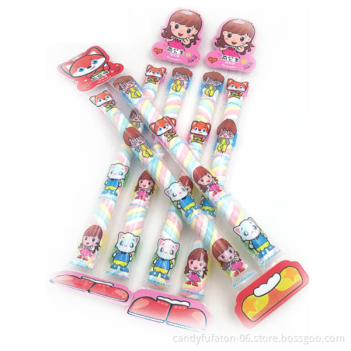 Fruit flavored colorful long twist marshmallow candy halal
